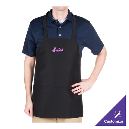 Tạp dề yếm polyester có thể tùy chỉnh Chef Revival đen, 3 túi