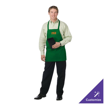 Tạp dề yếm ngắn vải poly-cotton có thể tùy chỉnh Chef Revival xanh lá, 3 túi