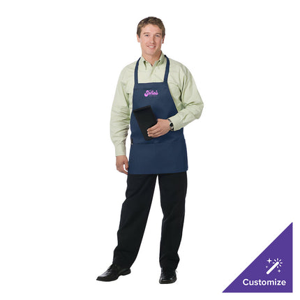 Tạp dề yếm ngắn vải poly-cotton có thể tùy chỉnh Chef Revival xanh navy, 3 túi
