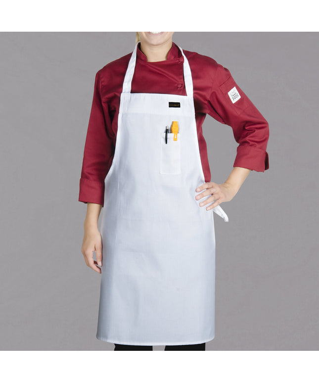 Tạp dề yếm vải poly-cotton cao cấp có thể tùy chỉnh Chef Revival trắng, 1 túi