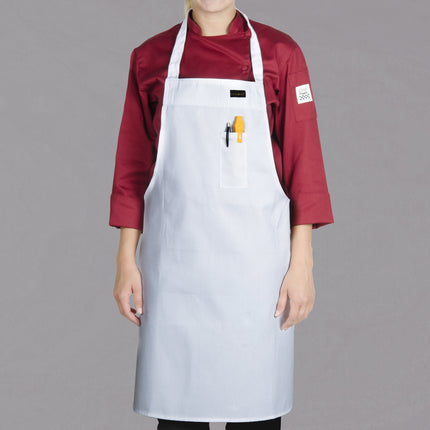 Tạp dề yếm vải poly-cotton cao cấp có thể tùy chỉnh Chef Revival trắng, 1 túi