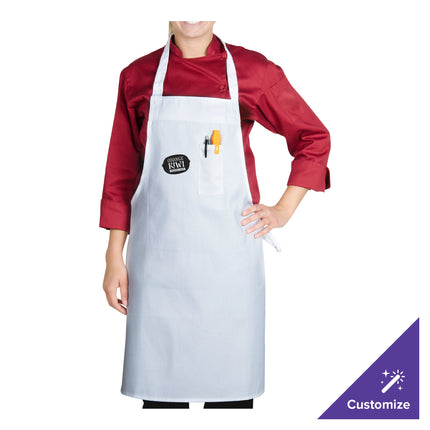 Tạp dề yếm vải poly-cotton cao cấp có thể tùy chỉnh Chef Revival trắng, 1 túi