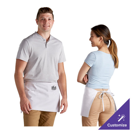 Tạp dề nửa eo 3 túi pha polyester-cotton tùy chỉnh được màu trắng Choice 30,5 x 66,0 cm
