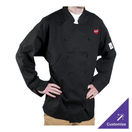 Áo bếp cao cấp tay dài Chef Revival Cuisinier J017 unisex màu đen tùy chỉnh - 4XL