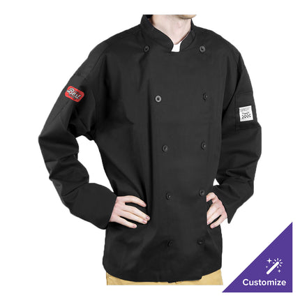 Áo bếp cao cấp tay dài unisex Chef Revival Traditional J030BK đen in tùy chỉnh - 3X