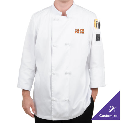 Áo bếp unisex màu trắng khuy vải thắt nút tùy chỉnh Chef Revival Bronze J050 - size XL