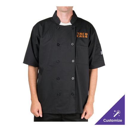 Áo bếp ngắn tay unisex đen tùy chỉnh Chef Revival Bronze J109 - L