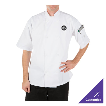 Áo bếp unisex tay ngắn Mercer Culinary Millennia M60013WH trắng, tùy chỉnh - size M