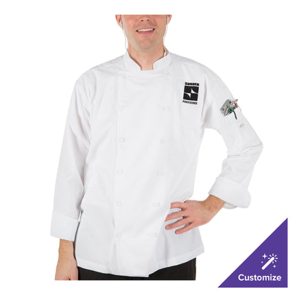 Áo bếp unisex tay dài tùy chỉnh màu trắng cao cấp Mercer Culinary Renaissance® M62030WH - 2X