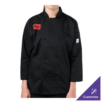 Áo bếp nữ tay dài khuy vải Mercer Culinary Genesis M61040BK - Màu đen, Size 2XL