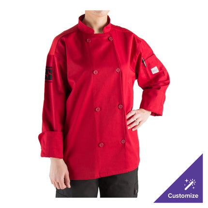 Áo bếp unisex tay dài lưng lưới Mercer Culinary Millennia Air M60017RD đỏ, tùy chỉnh - size 2XL
