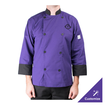 Áo bếp unisex tay lửng 3/4 tùy chỉnh màu tím Mercer Culinary Millennia® M60018PUB - 2X