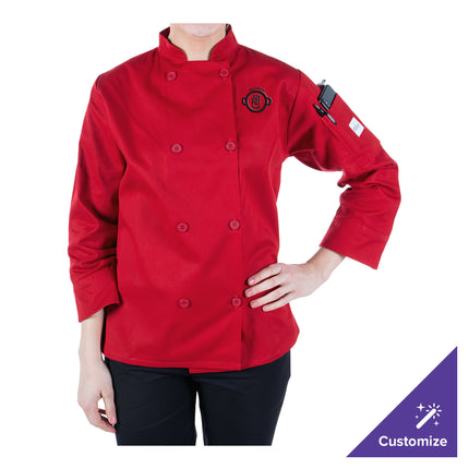 Áo bếp nữ dài tay Mercer Culinary Millennia màu đỏ size 2XL