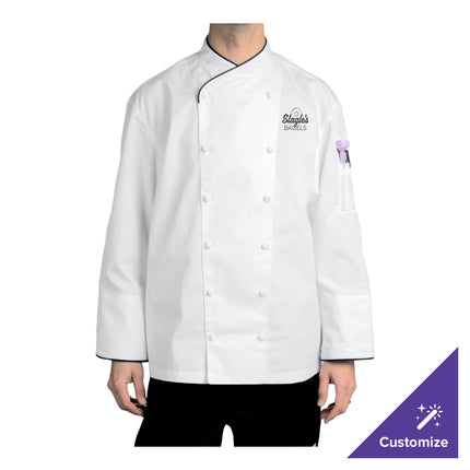 Áo bếp unisex tay dài tùy chỉnh màu trắng cao cấp Chef Revival Cuisinier J015 - 2X