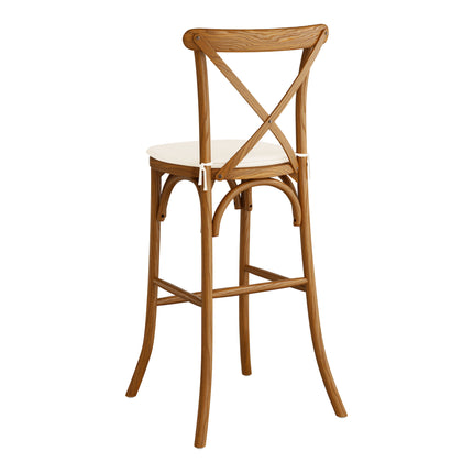 Ghế quầy bar lưng chéo gỗ Lancaster Table & Seating Vineyard màu nâu vang đệm vải lanh trắng 2,5 cm