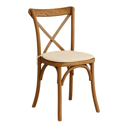 Ghế lưng chéo gỗ Lancaster Table & Seating Vineyard màu nâu thùng rượu kèm đệm vải lanh nâu vàng dày 2,5 cm