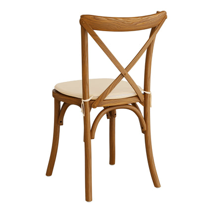 Ghế lưng chéo gỗ Lancaster Table & Seating Vineyard màu nâu thùng rượu kèm đệm vải lanh nâu vàng dày 2,5 cm