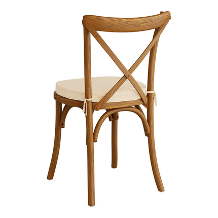 Ghế gỗ lưng chữ thập Lancaster Table & Seating Vineyard màu nâu barrel đệm vải lanh be 5 cm