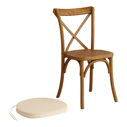 Ghế gỗ lưng chữ thập Lancaster Table & Seating Vineyard màu nâu barrel đệm vải lanh be 5 cm