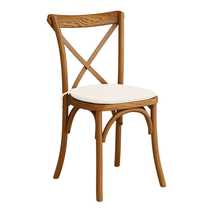 Ghế lưng chéo gỗ nâu Lancaster Table & Seating Vineyard kèm đệm vải trắng riesling 2,5 cm