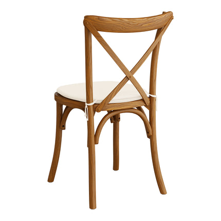 Ghế lưng chéo gỗ nâu Lancaster Table & Seating Vineyard kèm đệm vải trắng riesling 2,5 cm