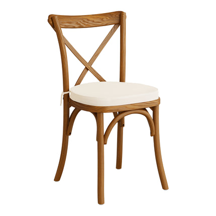 Ghế gỗ lưng chéo màu nâu vang kèm đệm vải lanh trắng 5 cm Lancaster Table & Seating Vineyard