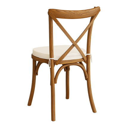 Ghế gỗ lưng chéo màu nâu vang kèm đệm vải lanh trắng 5 cm Lancaster Table & Seating Vineyard