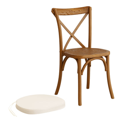 Ghế gỗ lưng chéo màu nâu vang kèm đệm vải lanh trắng 5 cm Lancaster Table & Seating Vineyard