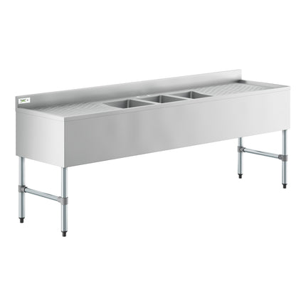 Bồn rửa dưới quầy bar 3 ngăn kèm hai mặt để ráo 64 cm Regency 213 x 53 cm