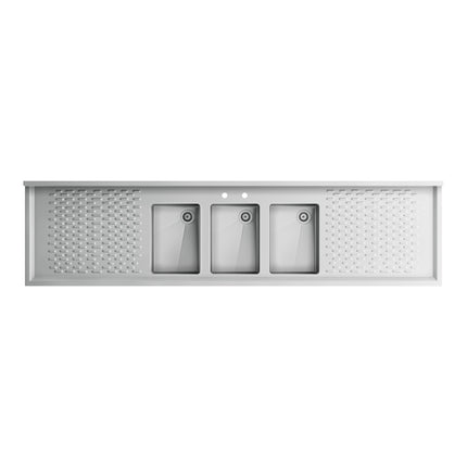 Bồn rửa dưới quầy bar 3 ngăn kèm hai mặt để ráo 64 cm Regency 213 x 53 cm