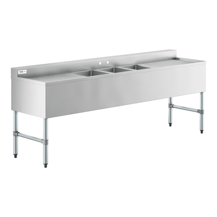 Bồn rửa dưới quầy bar 3 chậu Regency 213 x 48 cm với hai bàn ráo nước 64 cm