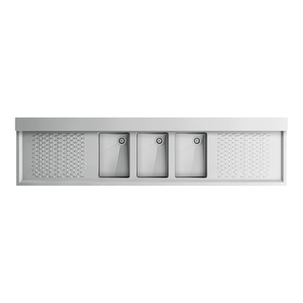 Bồn rửa dưới quầy bar 3 chậu Regency 213 x 48 cm với hai bàn ráo nước 64 cm