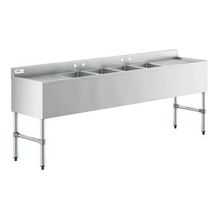 Bồn rửa dưới quầy bar 4 chậu Regency 213 x 48 cm với hai tâm 10 cm và hai máng ráo nước 48 cm