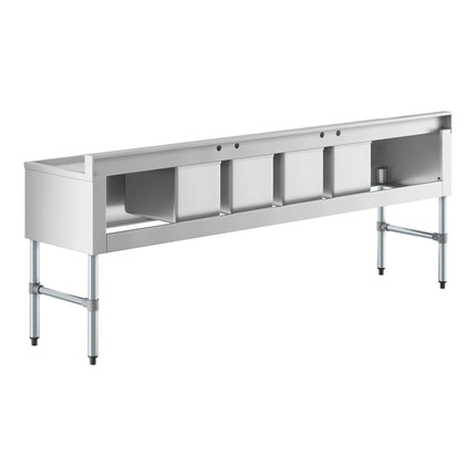 Bồn rửa dưới quầy bar 4 chậu Regency 213 x 48 cm với hai tâm 10 cm và hai máng ráo nước 48 cm