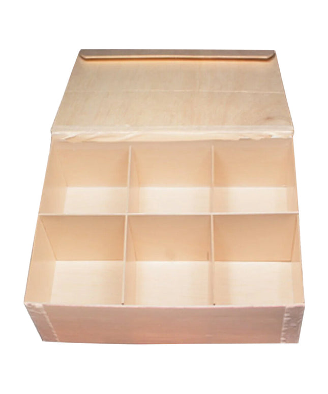 Hộp bánh VerTerra 27,9 cm x 20,3 cm Large Collapsible Balsa gỗ Vento hộp 6 ngăn và Attached nắp - Thùng 50 cái