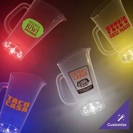 Ly nhựa dùng một lần 2,1 lít tùy chỉnh nhựa Pitcher với xanh dương LED Light - Thùng 12 cái