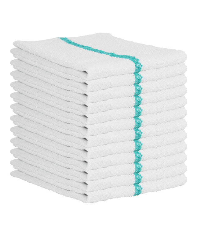 Khăn bar cotton sọc màu xanh lá trắng Hospeco 850 g 48,3 x 40,6 cm - Thùng 60 cái