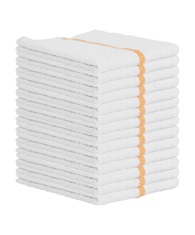 Khăn bar cotton sọc màu vàng đồng trắng Hospeco 850 g 48,3 x 40,6 cm - Thùng 60 cái