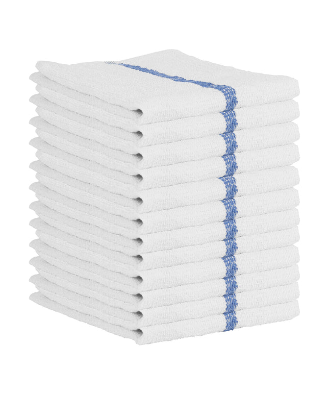 Khăn bar cotton sọc màu xanh dương trắng Hospeco 850 g 48,3 x 40,6 cm - Thùng 60 cái
