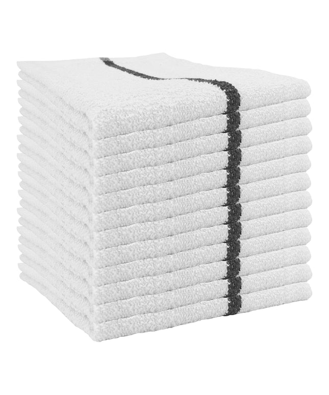 Khăn bar cotton sọc màu đen trắng Hospeco 850 g 48,3 x 40,6 cm - Thùng 60 cái