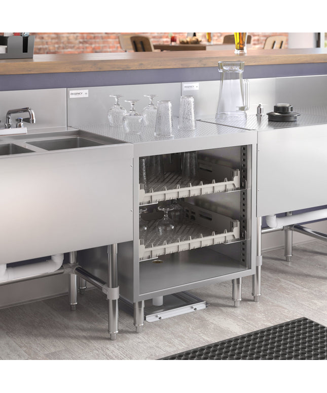 Bộ trữ giá đựng ly mặt đục lỗ thép không gỉ Regency Spec Line 61 x 61 cm