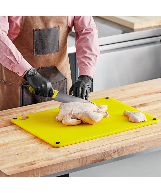 Thớt nhựa PP vàng có núm chống trượt, móc treo và thước đo Choice 61 x 46 x 1,3 cm