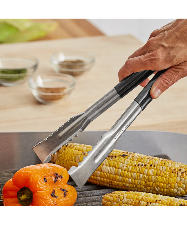 Kẹp gắp thép không gỉ tay cầm bọc đen Fourté 24 cm cho vỉ nướng