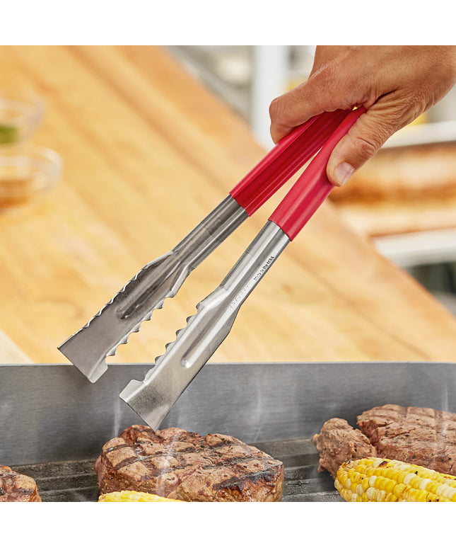 Kẹp gắp thức ăn nướng thép không gỉ tay cầm phủ đỏ Fourté 24 cm