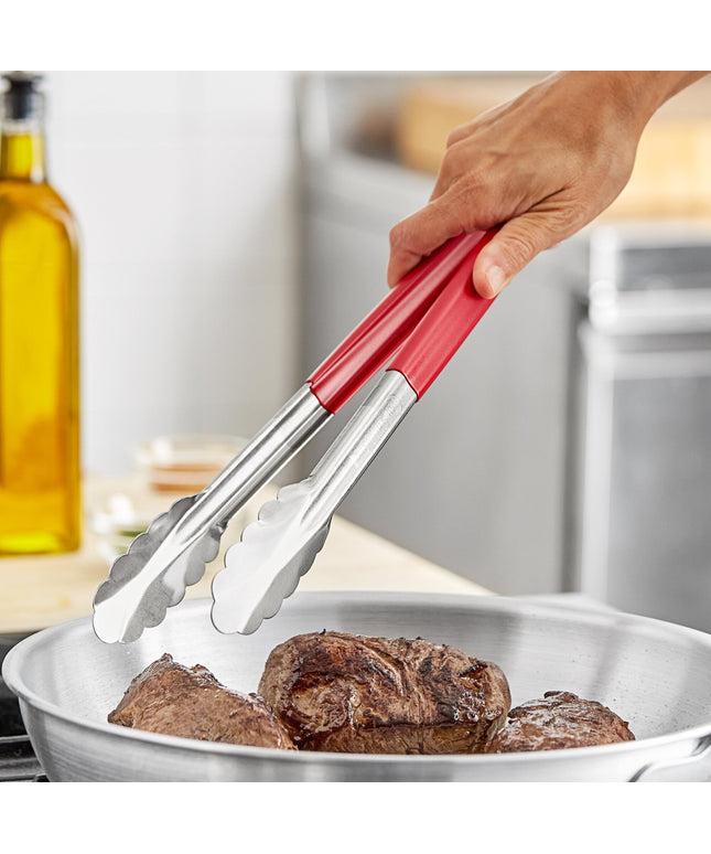 Kẹp gắp thép không gỉ đầu sò Fourté 30 cm tay cầm bọc màu đỏ