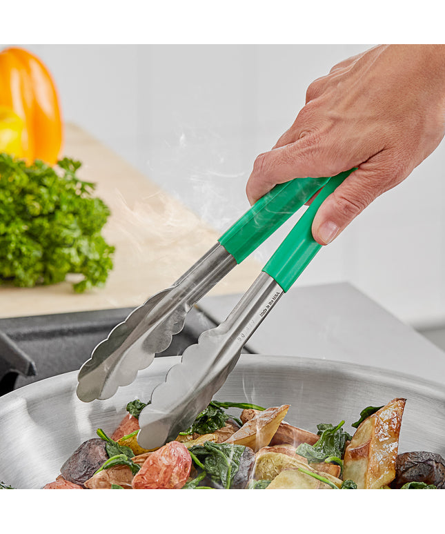Kẹp gắp thép không gỉ răng cưa Fourté 24,1 cm tay cầm bọc xanh lá