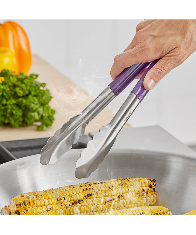 Kẹp gắp Fourté 24,1 cm tím tay cầm bọc inox kẹp gắp viền sò không gây dị ứng
