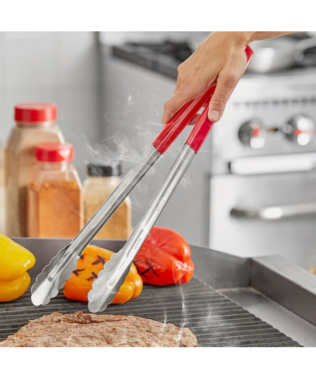 Kẹp phục vụ Fourté 41 cm thép không gỉ tay cầm phủ đỏ mép sò điệp