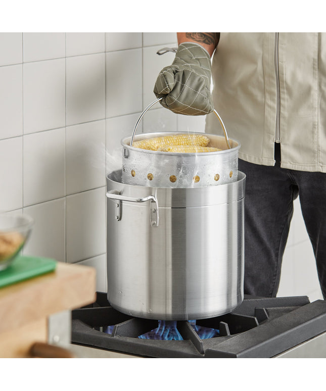 Nồi nấu nước dùng bằng nhôm tiêu chuẩn Choice 20 qt kèm giỏ hấp và nắp
