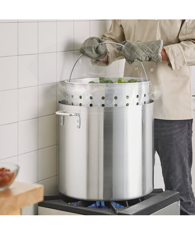 Nồi nấu nước dùng bằng nhôm tiêu chuẩn Choice 80 qt kèm giỏ hấp và nắp